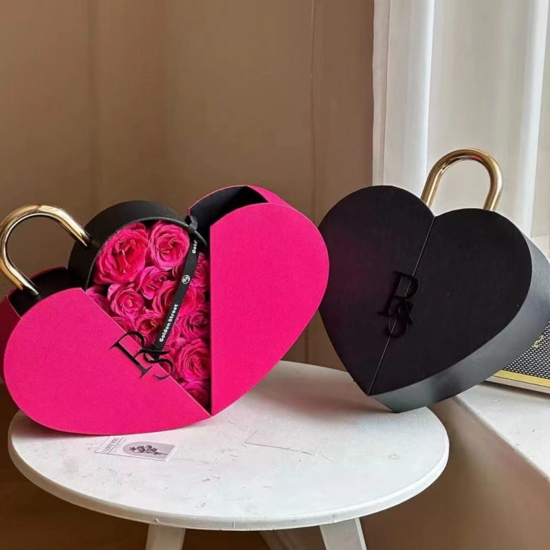 Heart Shape Lockable Gift Box with Handle